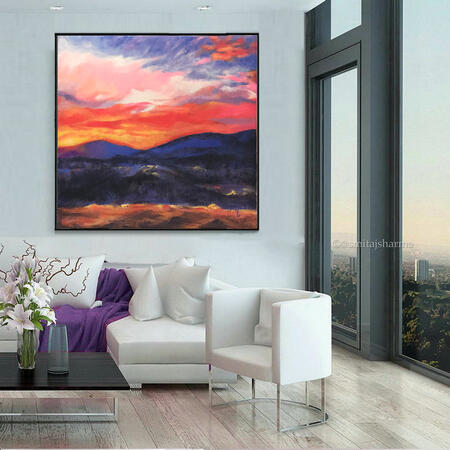 Pink sunrise , acrylics on canvas , 24X24" , available